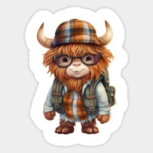 Back To School Highland Cow Sticker